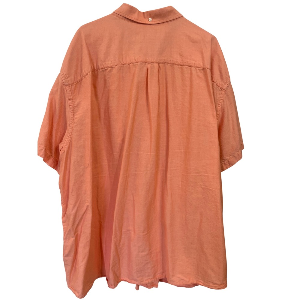 The Foundry Supply Co Mens 4XL Peach Coral Cotton Short Sleeve Button Down Shirt - Picture 3 of 4